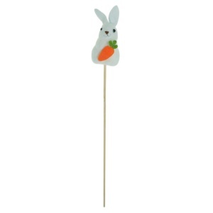 Iepure polistiren alb cu morcov 7x3,5cm pe bat 24,5cm