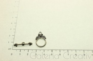 Inchizatoare toggle decorativa argintiu inchis 22x24mm IT12 2/set - Img 2