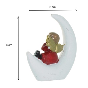 Inger pe luna ceramica alb, rosu, auriu model 2 6x1,8x6cm DD62566 - Img 2