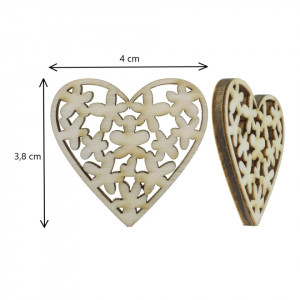 Inima placaj natur decupat flori M11 3,8x4cm 2/set - Img 2