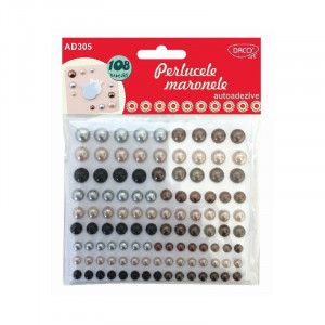 Jumatati perla adeziva 0,5-1cm 108/set Daco AD305 negru, alb, maro, bej