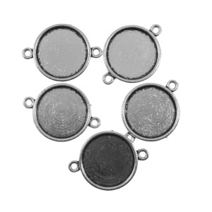 Link metalic argintiu inchis baza cabochon 25x17mm interior 13,8mm 5/set LK29