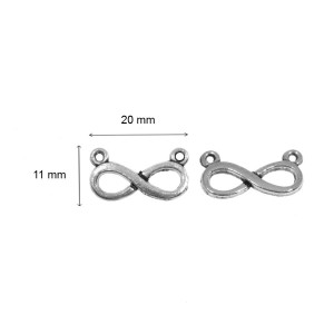 Link metalic argintiu simbol infinit 20x11mm 8/set - Img 2