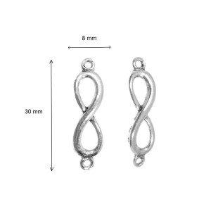 Link metalic argintiu simbol infinit 30x8mm 10/set - Img 2