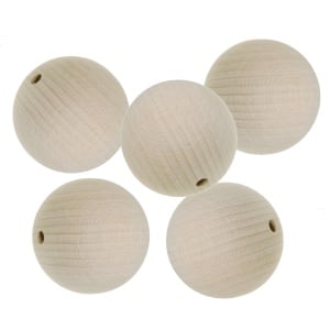 Margele lemn rotunde natur cu gaura 35mm 5/set BKK35