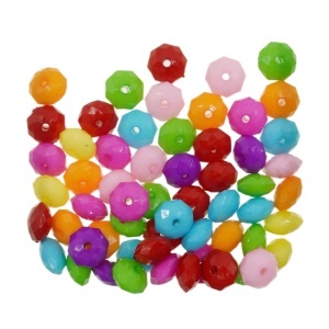 Margele plastic rondele fatetate culori diverse 6,2x10mm 20g (55buc)