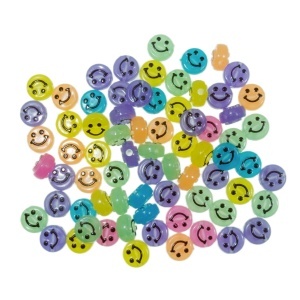 Margele plastic rotunde smiley face culori diverse/fosforescente 9,5x6mm 20g 127041