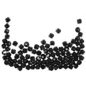 Margele sticla fatetata biconica negru lucios 4x4mm 7g