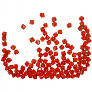 Margele sticla fatetata biconica rosu deschis transparent 4x4mm 7g