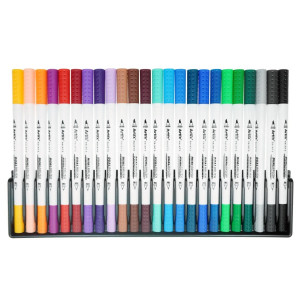 Marker 2 capete liner 0,4mm/pensula 3,5mm 24 culori/set Artix PP917-24 - Img 2