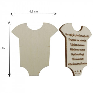 Marturie botez placaj pirogravat salopeta 6,5x8cm 10/set - Img 2