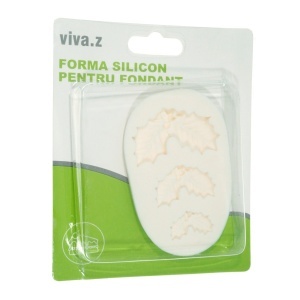 Matrita silicon 3 frunze de scorus 10,7x7,3x1,8cm T09026 crem