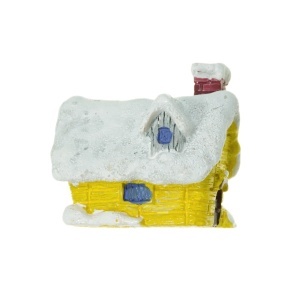 Miniatura casuta inzapezita din rasina alb/galben 3,2x4x4,6cm