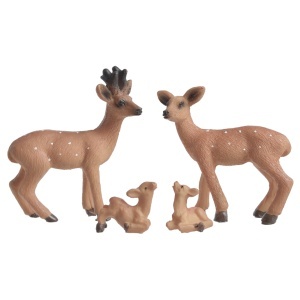 Miniatura familie - cerb, caprioara, pui rasina maro 2,5-8cm 4/set Canea RD20B-0713