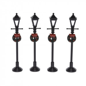 Miniatura felinar stalp din plastic negru cu coronita 10,5cm 4/set DD53787 - Img 2