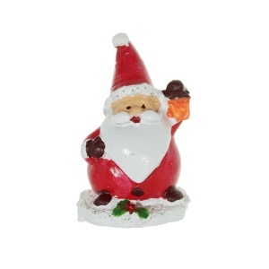 Miniatura Mos Craciun cu felinar rasina 2,7x4,3cm