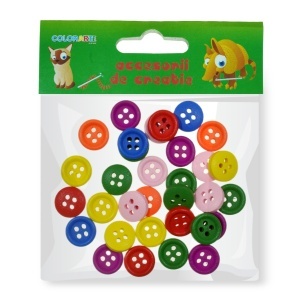 Nasture lemn 4 gauri culori diverse 1,1cm 32/set Colorarte A2224