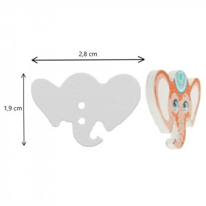 Nasture lemn multicolor cap elefant 2,8x1,9cm 10/set - Img 2