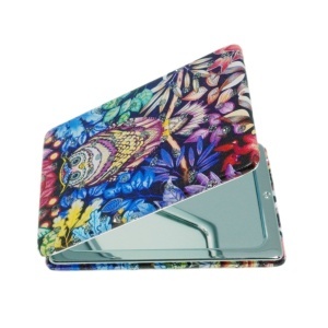 Oglinda de buzunar dubla model Bufnita-4 6x9cm negru/multicolor