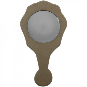 Oglinda rotunda pe suport mdf margini ondulate cu maner 18,5x10cm - Img 1