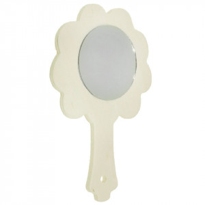 Oglinda rotunda pe suport placaj floare cu maner 13x8,5cm