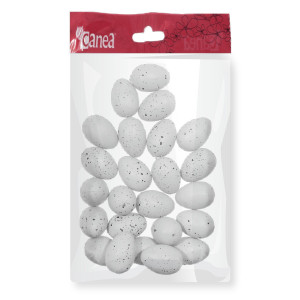 Ou plastic pestrit alb 2,9x2cm 24/set Canea 26D2324_W