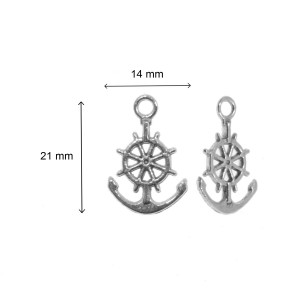 Pandantiv metalic argintiu inchis ancora 14x21mm 15/set - Img 2