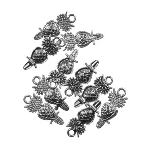 Pandantiv metalic argintiu inchis bufnita 9x21mm 10/set