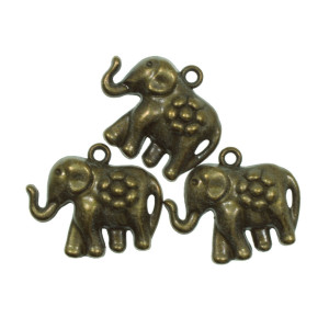 Pandantiv metalic bronz elefant 30x25mm 3/set