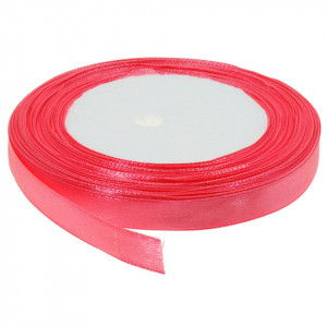Panglica satinata roz coral inchis 10mm x 21m/rola
