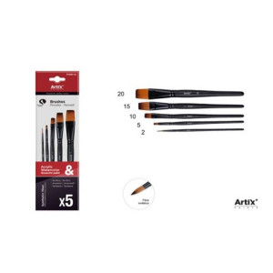 Pensula sintetica varf drept coada scurta 5/set Artix 2-5-10-15-20 PP386-02 - Img 2