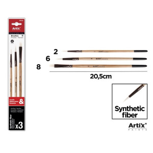 Pensula sintetica varf rotund/drept coada scurta 3/set Artix 2-6-8 PP232 - Img 2