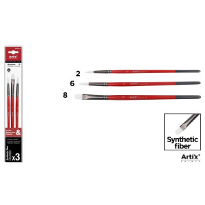 Pensula sintetica varf rotund/drept coada scurta 3/set Artix 2-6-8 PP395-01 - Img 2