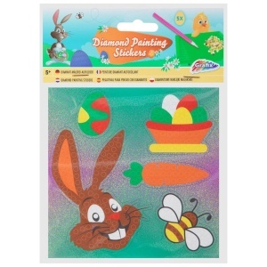 Pictura cu diamante 5 abtibilde holografice 14x14cm Iepure Paste Creative Craft 810011
