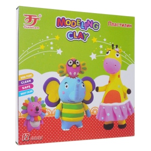 Plastilina 12 culori/set cutit + tavita plastic 200g Tiantian 6612