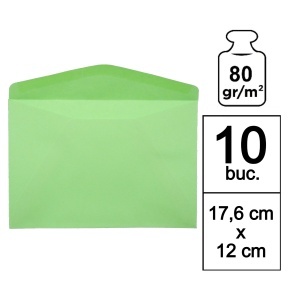 Plic verde pastel cu clapeta gumata 17,6x12cm 80g 10/set MP PS036 - Img 2
