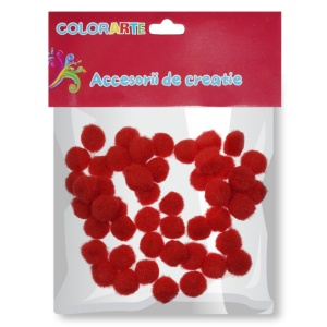 Pompon 1cm 50/set Colorarte rosu A2402