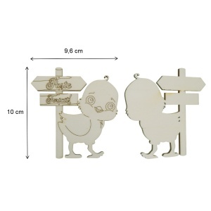 Pui placaj pirogravat cu indicator Paste Fericit! 10x9,6cm - Img 2