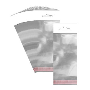 Punga transparenta cu clapeta adeziva si agatatoare 5x7/11cm 100/set