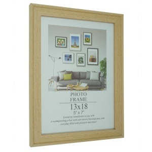 Rama foto lemn cu spate + picior poza 13x18cm dimensiune totala 15x20x1,2cm natur 088518 - Img 2