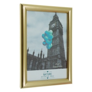 Rama foto plastic cu spate + picior poza 10x15cm dimensiune totala 10,5x15,5x1,8cm auriu 082089 - Img 3