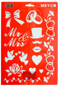 Sablon plastic alb/rosu nunta A4 Meyco 66010