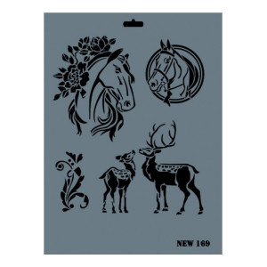 Sablon plastic Cerb si caprioara/medalion cap cal 25x35cm Rich NEW 169