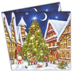 Servetel Seara de Craciun festiva 33x33cm 2/set SDGW020201