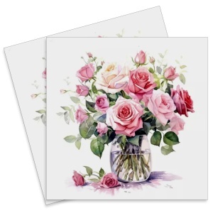 Servetel Vaza cu trandafiri 33x33cm 2/set 367106