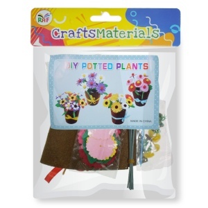 Set de cusut Ghiveci cu flori diverse din pasla 15cm multicolor A22-36
