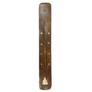 Suport lemn betisoare parfumate model statueta+stelute 3,7x25,5x0,5cm maro