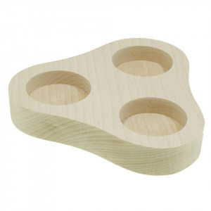 Suport pentru lumanare din lemn cu 3 orificii 12,5x12,5x2cm SL15