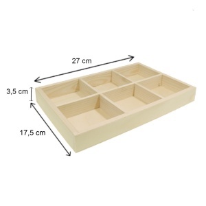 Tava lemn cu 6 compartimente 27x17,5x3,5cm PO289 - Img 2