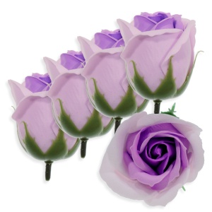 Trandafir din sapun lila degrade 5cm cu tija din plastic 5/set